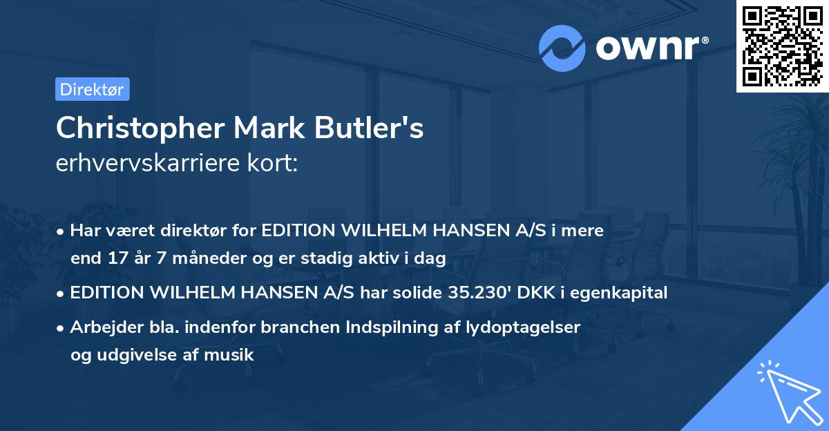 Christopher Mark Butler's erhvervskarriere kort