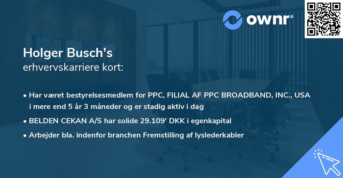 Holger Busch's erhvervskarriere kort