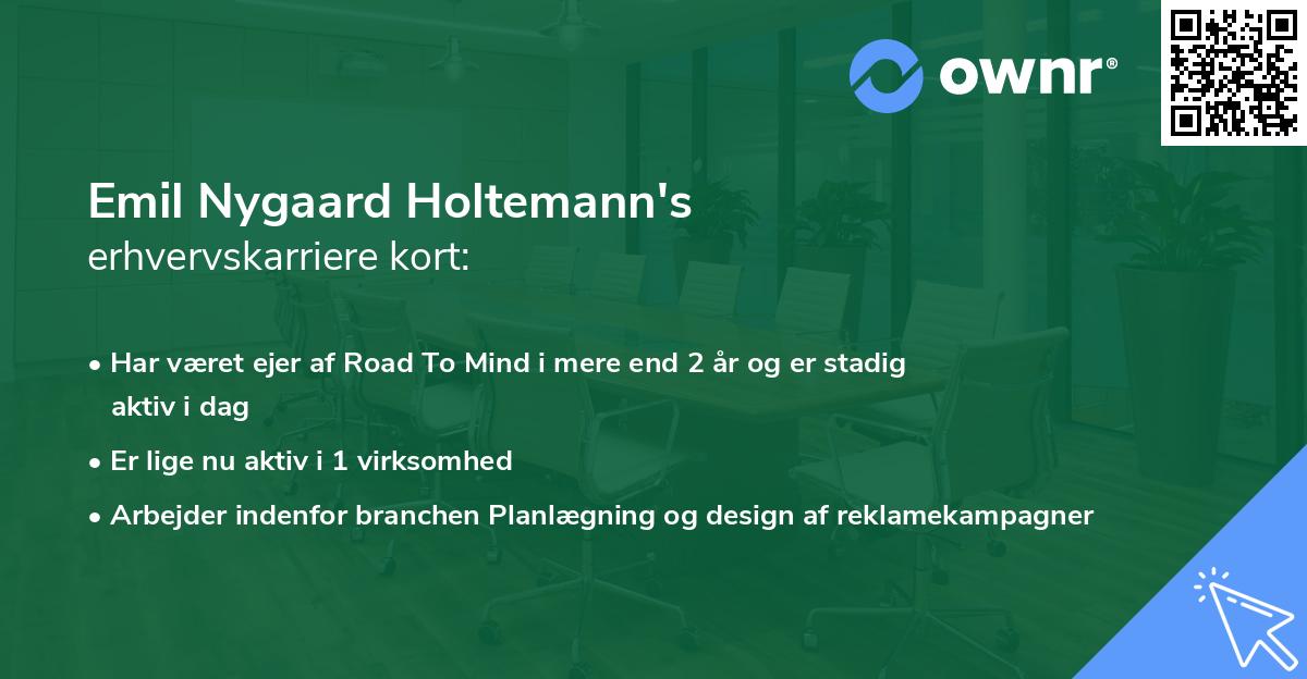 Emil Nygaard Holtemann's erhvervskarriere kort