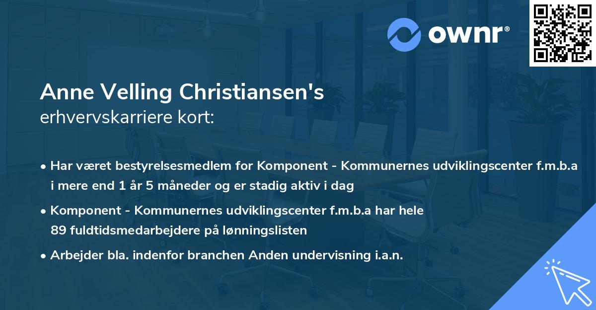 Anne Velling Christiansen's erhvervskarriere kort