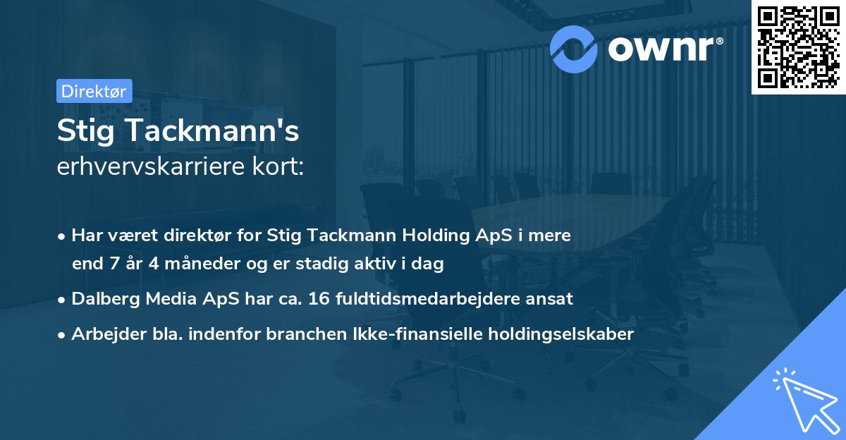 Stig Tackmann's erhvervskarriere kort