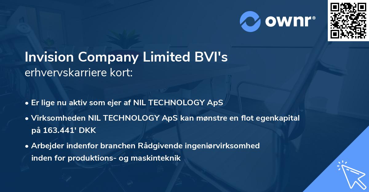 Invision Company Limited BVI's erhvervskarriere kort