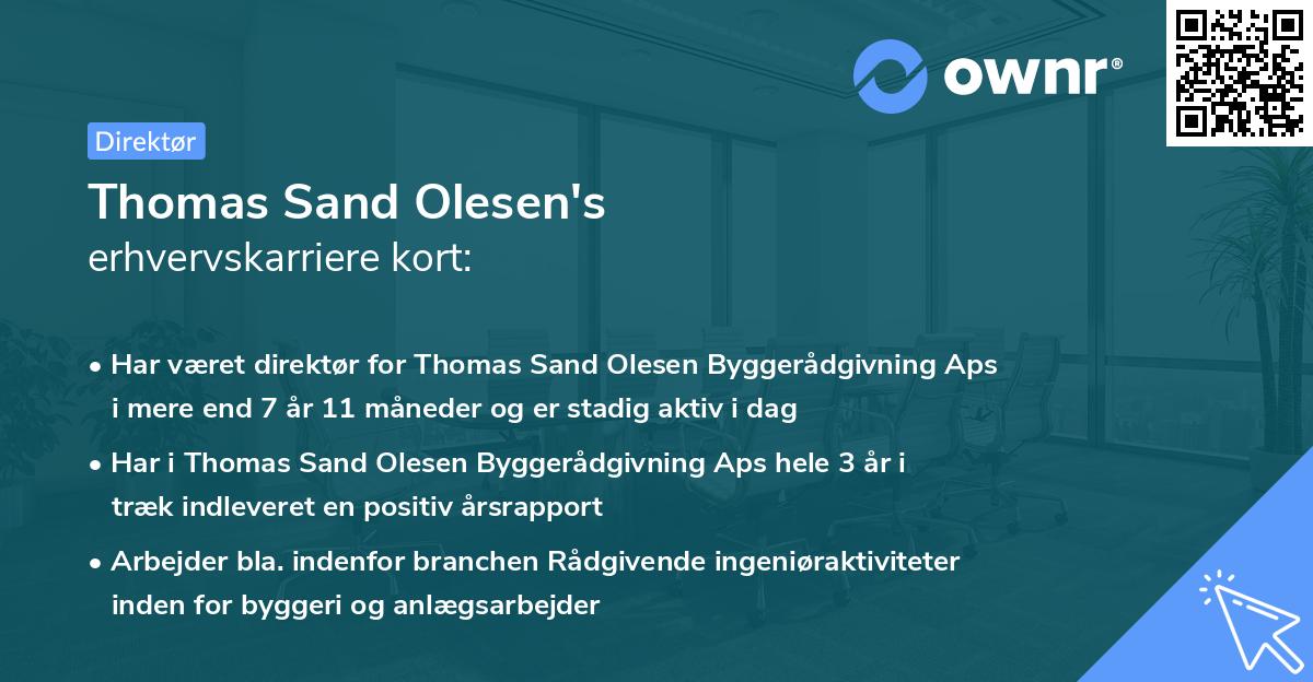 Thomas Sand Olesen's erhvervskarriere kort