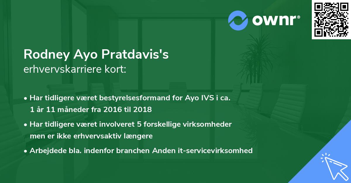 Rodney Ayo Pratdavis's erhvervskarriere kort