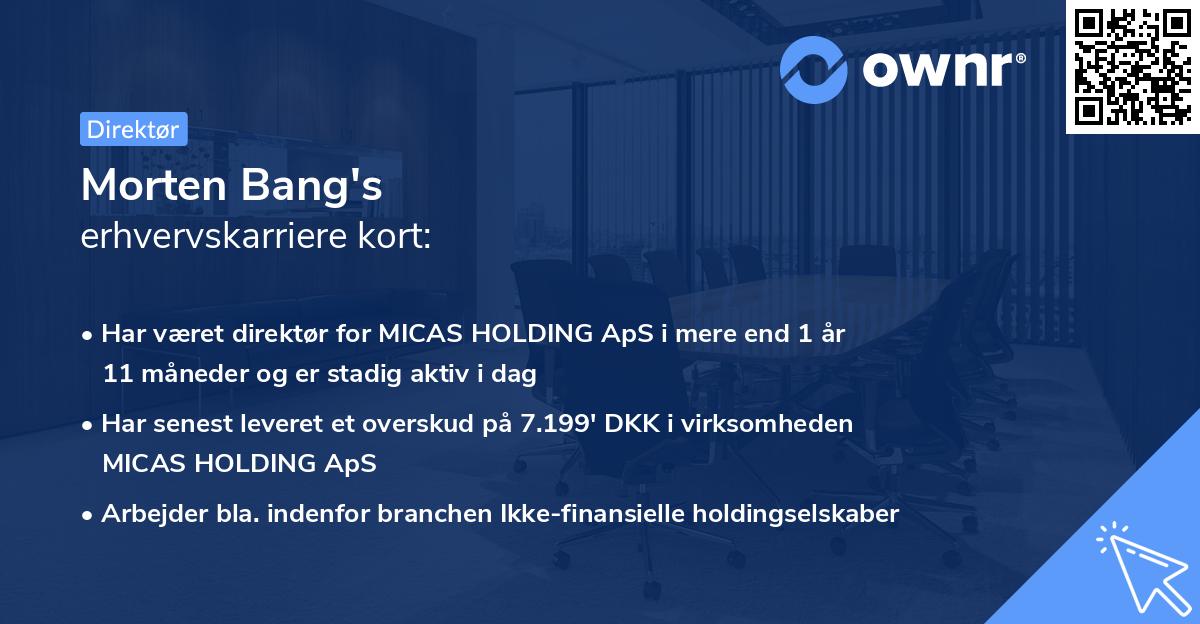 Morten Bang's erhvervskarriere kort
