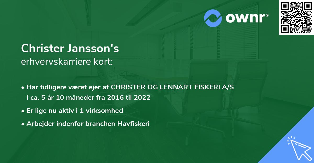 Christer Jansson's erhvervskarriere kort