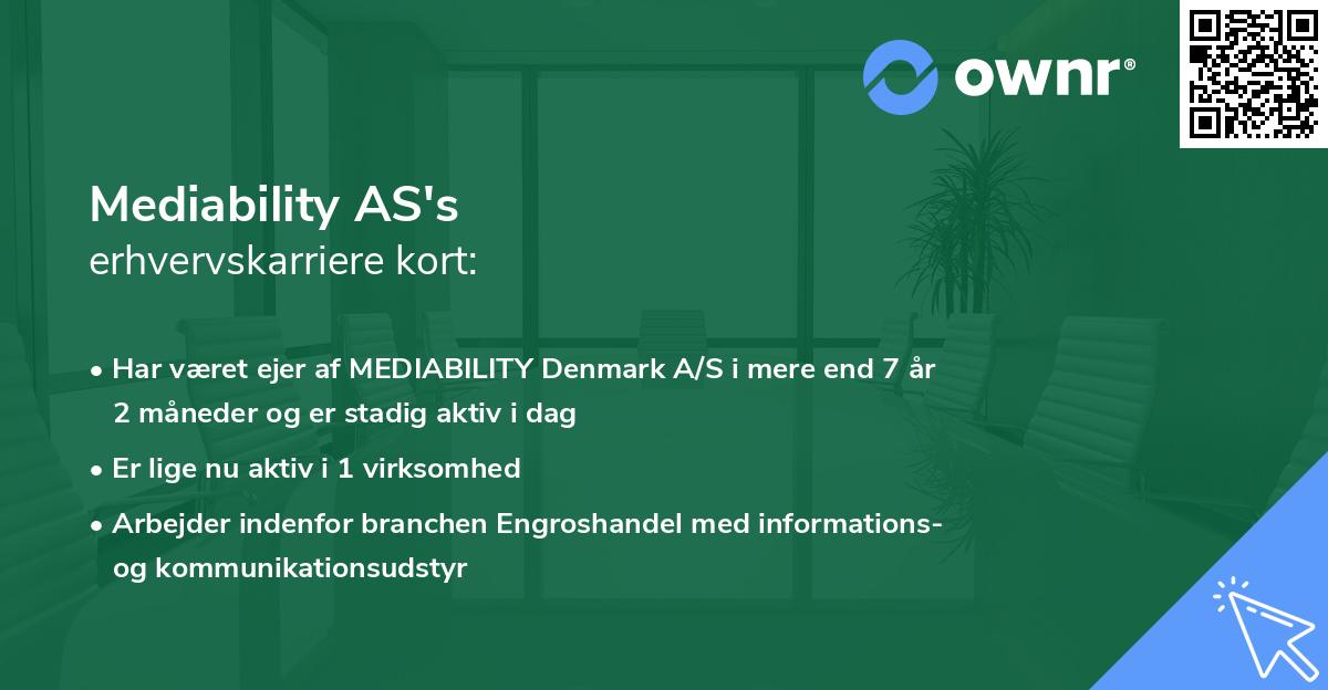 Mediability AS's erhvervskarriere kort