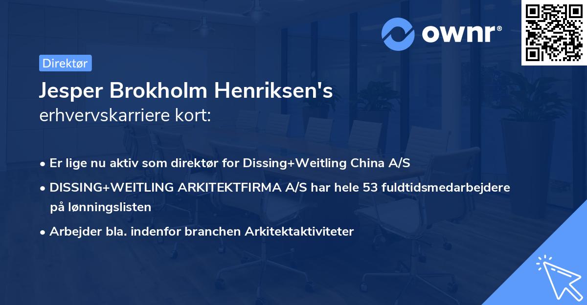 Jesper Brokholm Henriksen's erhvervskarriere kort