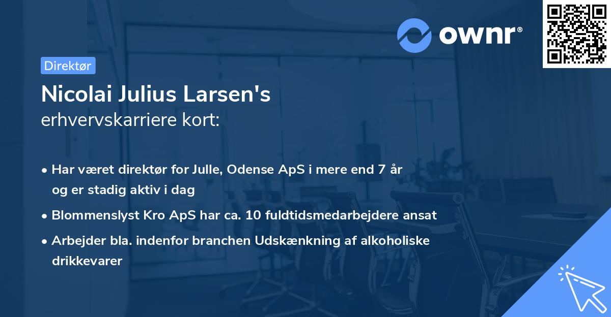 Nicolai Julius Larsen's erhvervskarriere kort