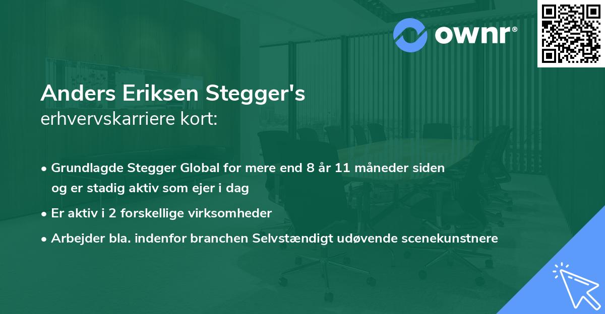 Anders Eriksen Stegger's erhvervskarriere kort