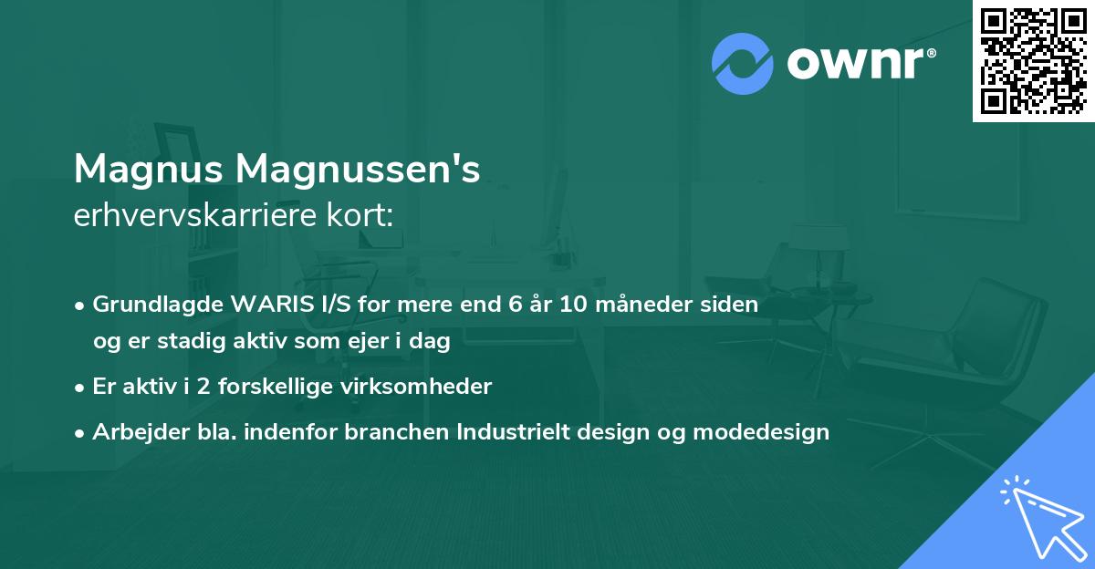 Magnus Magnussen's erhvervskarriere kort