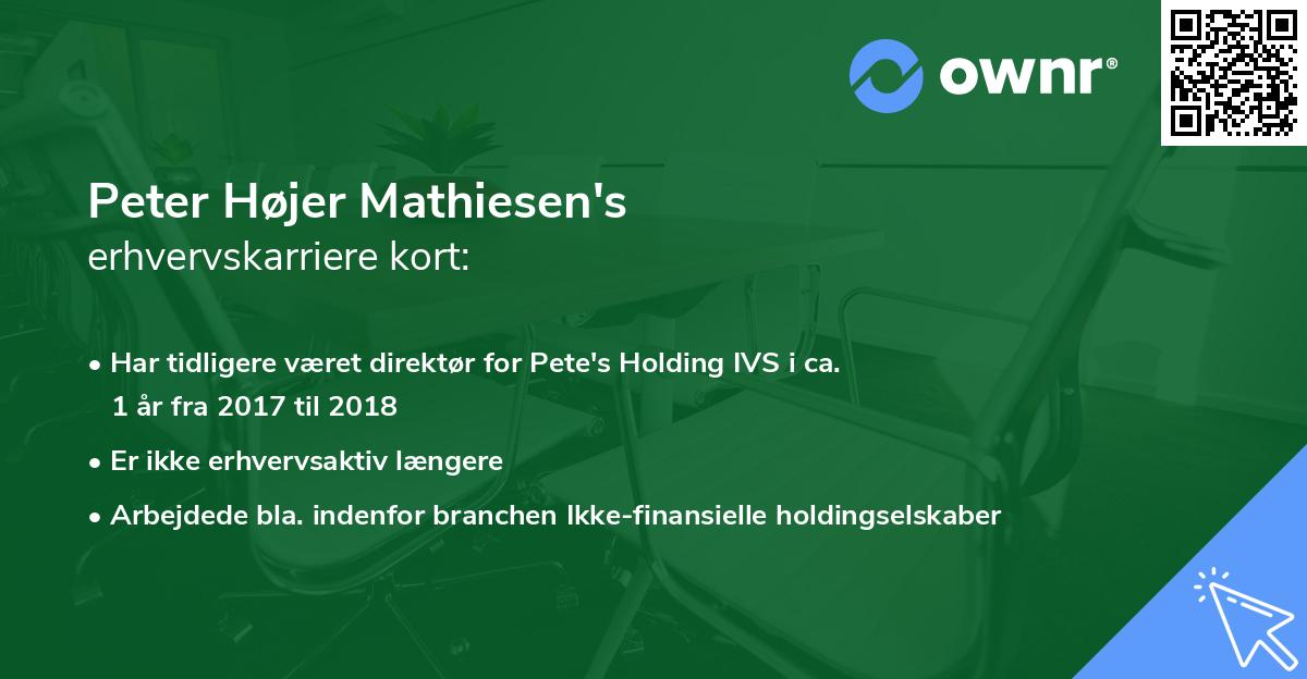 Peter Højer Mathiesen's erhvervskarriere kort