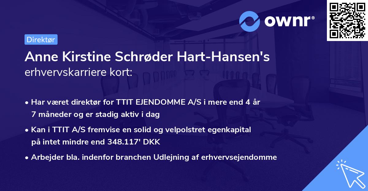 Anne Kirstine Schrøder Hart-Hansen's erhvervskarriere kort