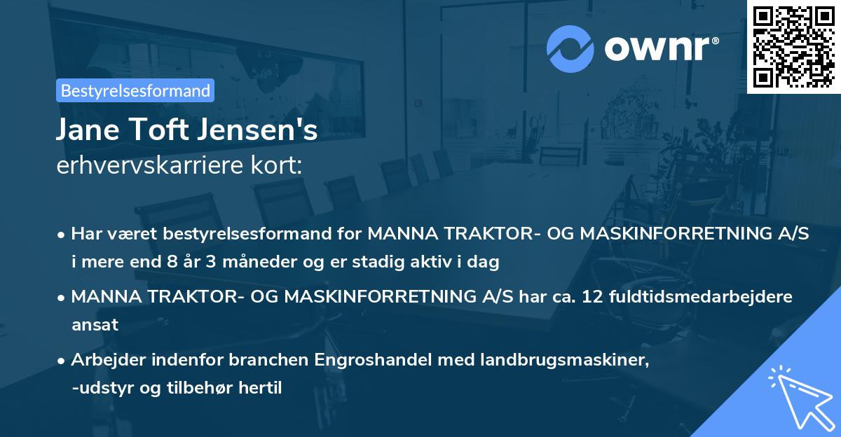 Jane Toft Jensen's erhvervskarriere kort