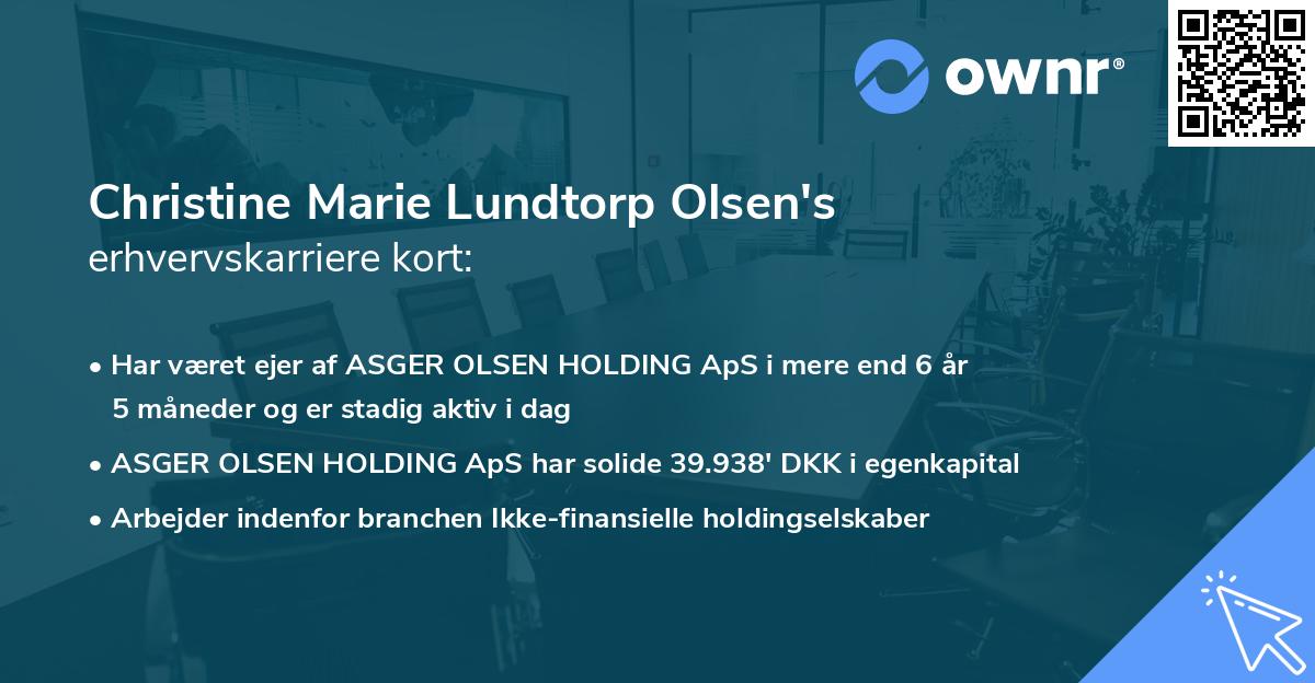 Christine Marie Lundtorp Olsen's erhvervskarriere kort