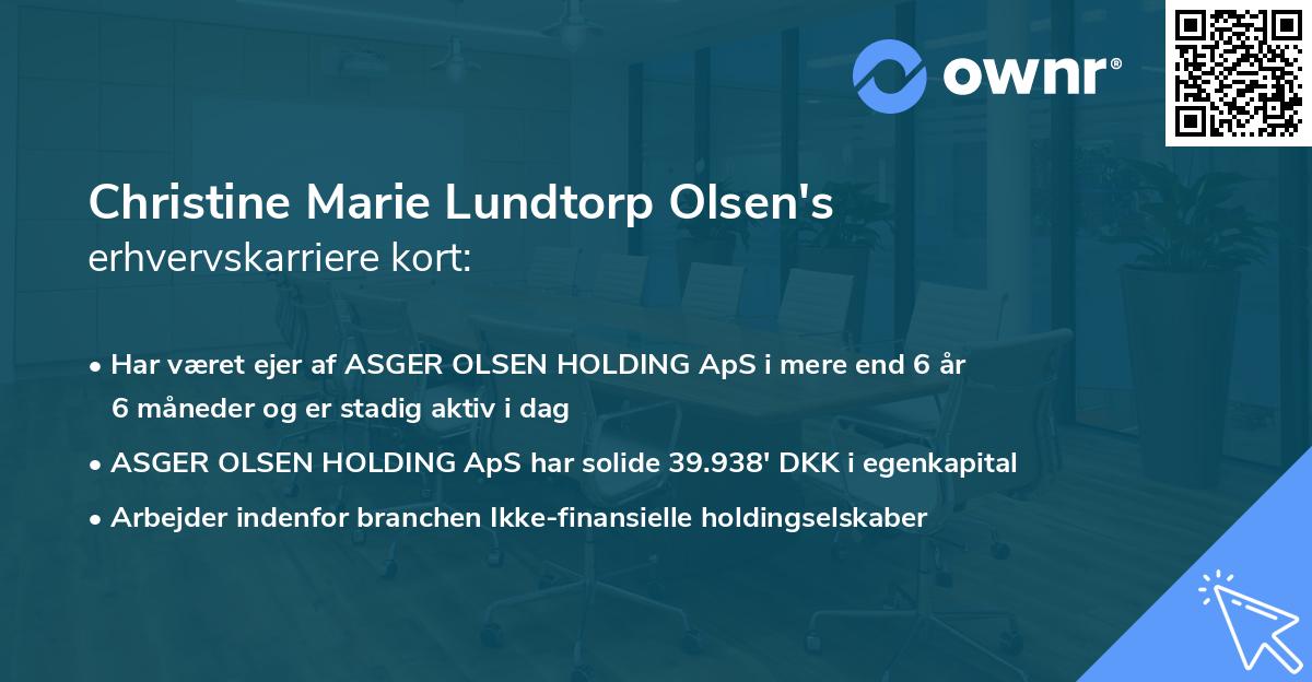 Christine Marie Lundtorp Olsen's erhvervskarriere kort