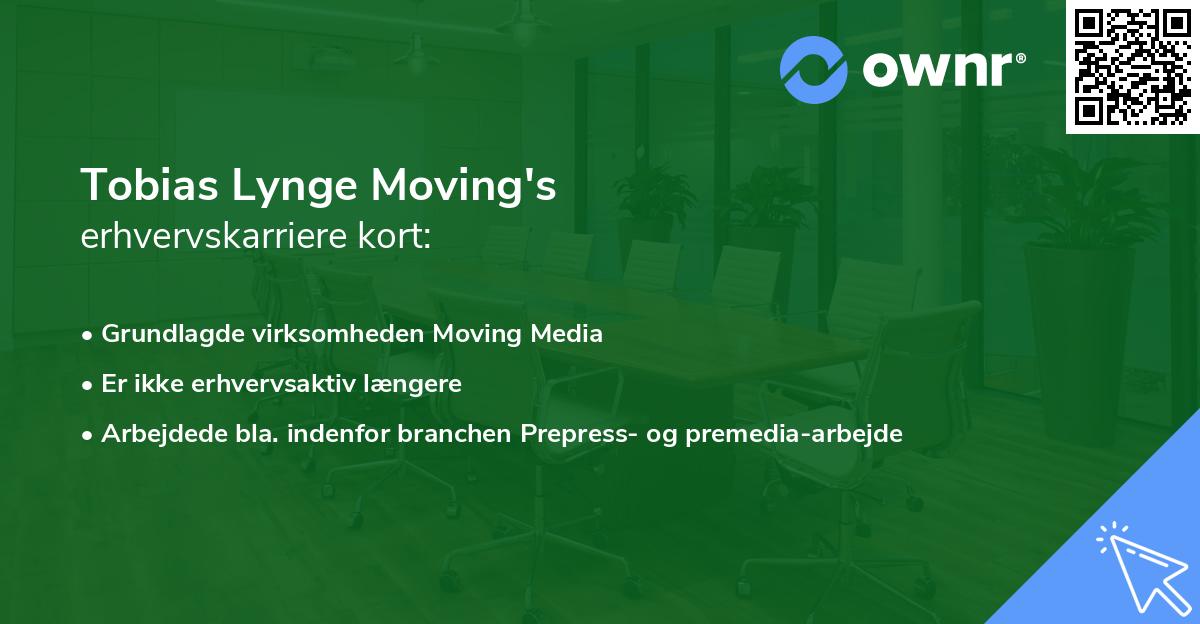 Tobias Lynge Moving's erhvervskarriere kort