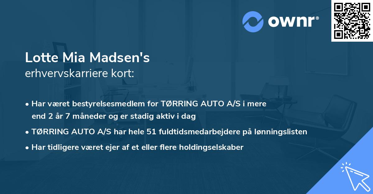 Lotte Mia Madsen's erhvervskarriere kort