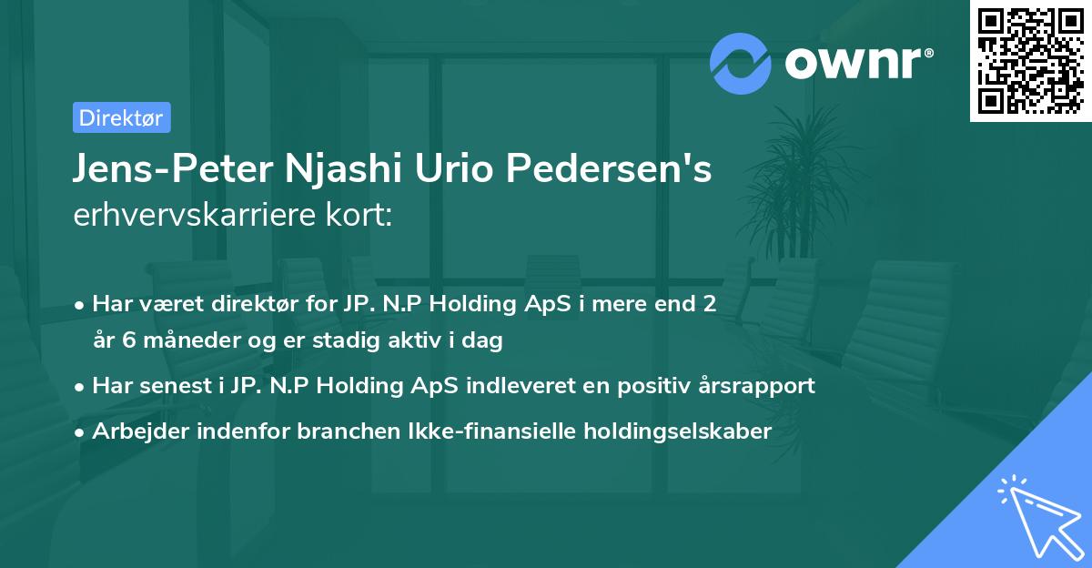 Jens-Peter Njashi Urio Pedersen's erhvervskarriere kort
