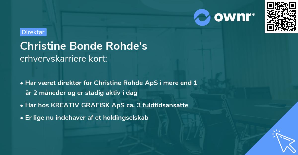 Christine Bonde Rohde's erhvervskarriere kort