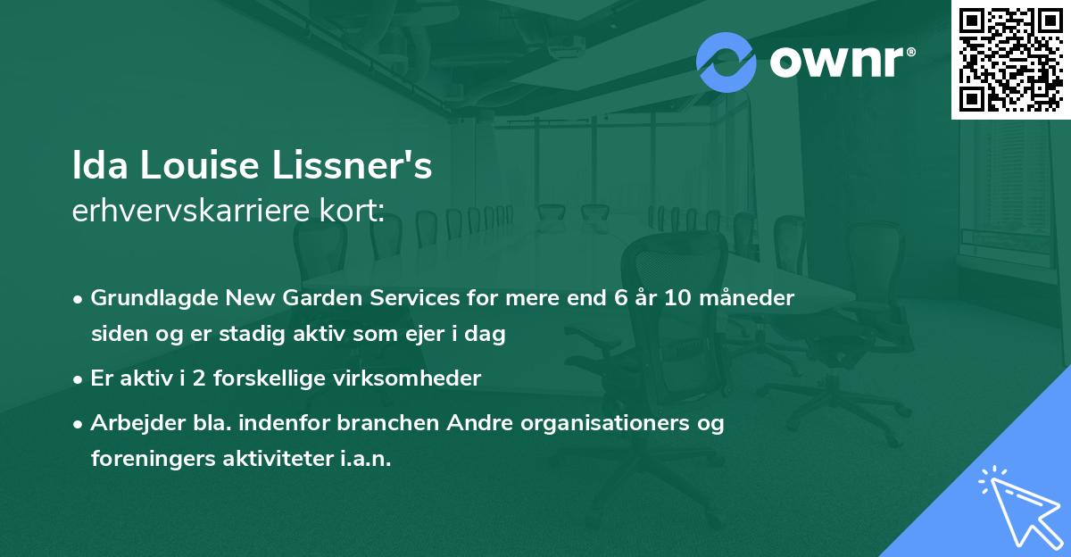 Ida Louise Lissner's erhvervskarriere kort