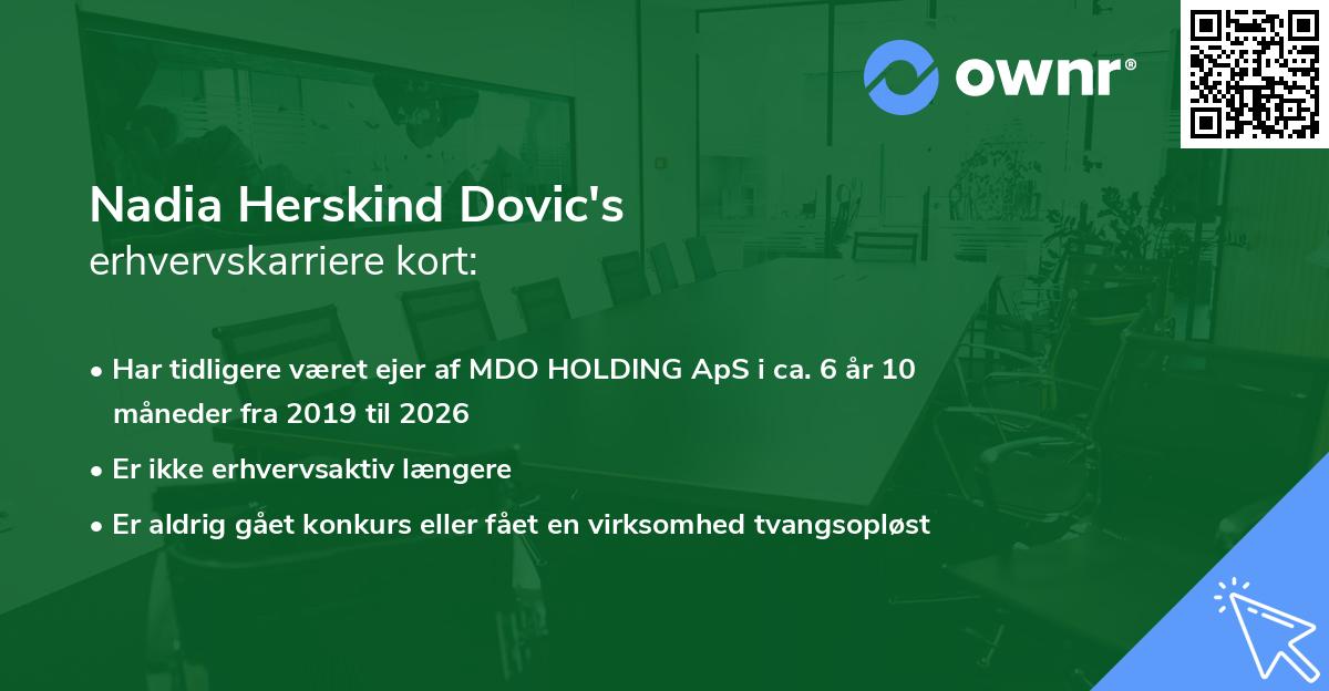 Nadia Herskind Dovic's erhvervskarriere kort