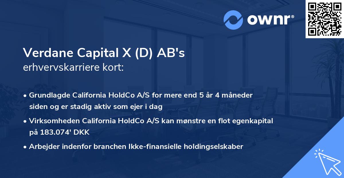 Verdane Capital X (D) AB's erhvervskarriere kort