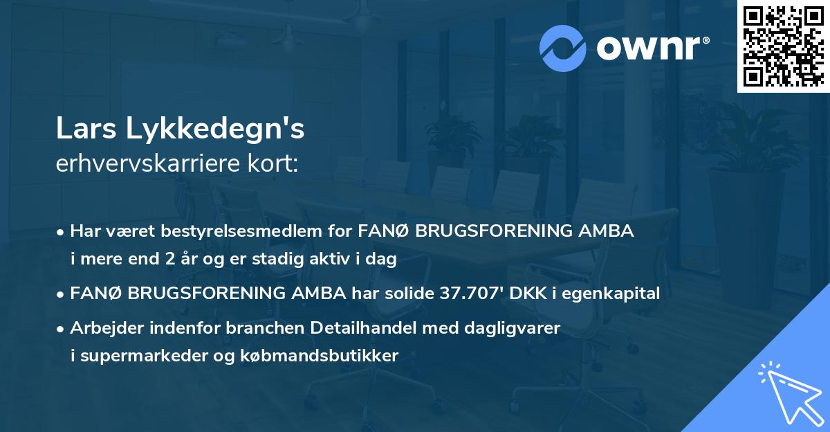Lars Lykkedegn's erhvervskarriere kort