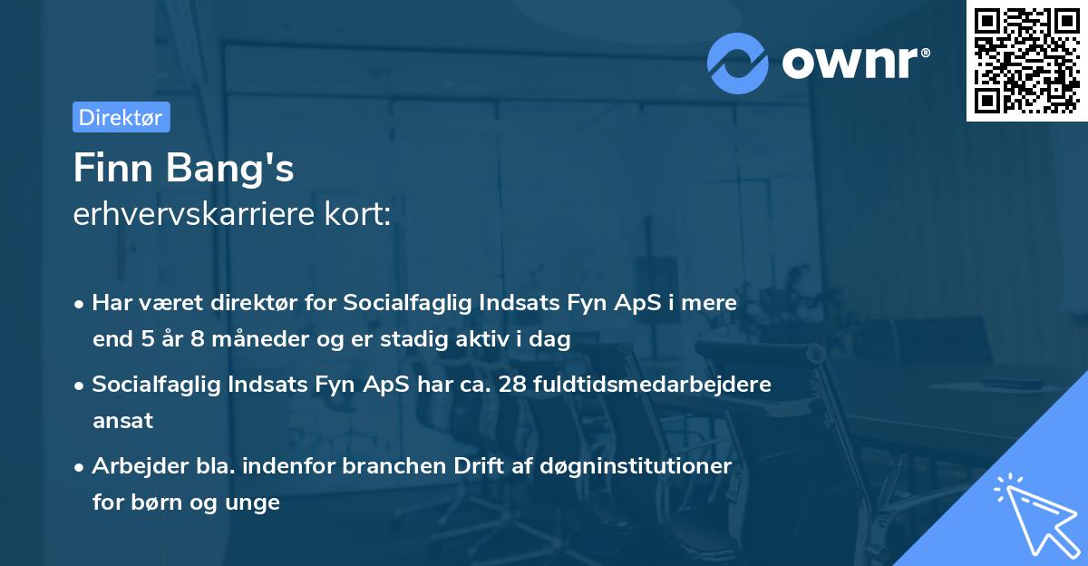 Finn Bang's erhvervskarriere kort