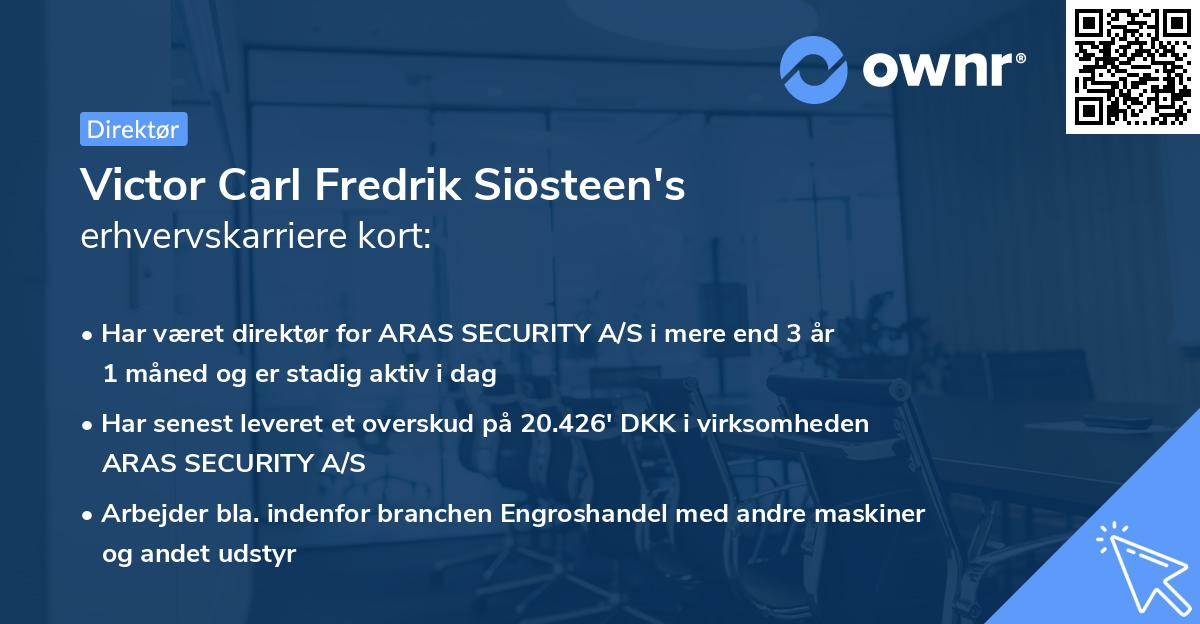 Victor Carl Fredrik Siösteen's erhvervskarriere kort