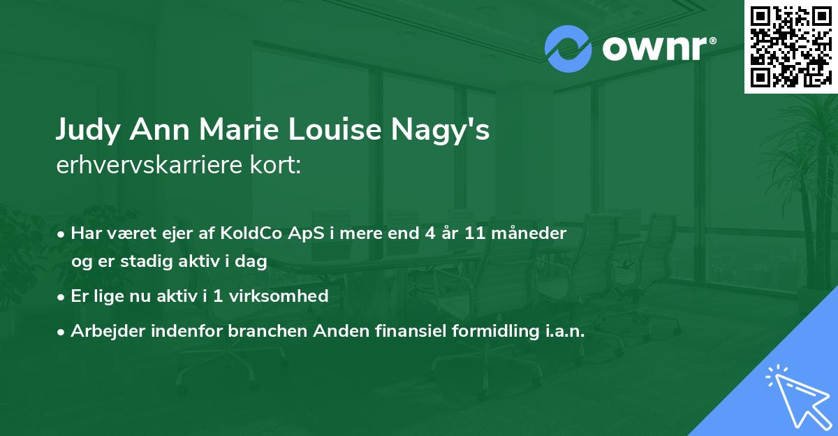 Judy Ann Marie Louise Nagy's erhvervskarriere kort