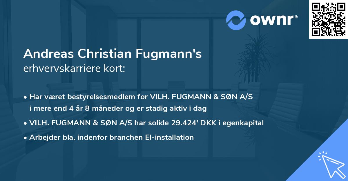 Andreas Christian Fugmann's erhvervskarriere kort