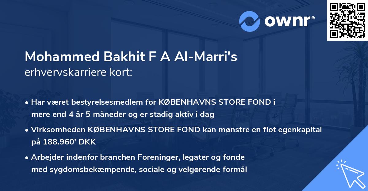 Mohammed Bakhit F A Al-Marri's erhvervskarriere kort