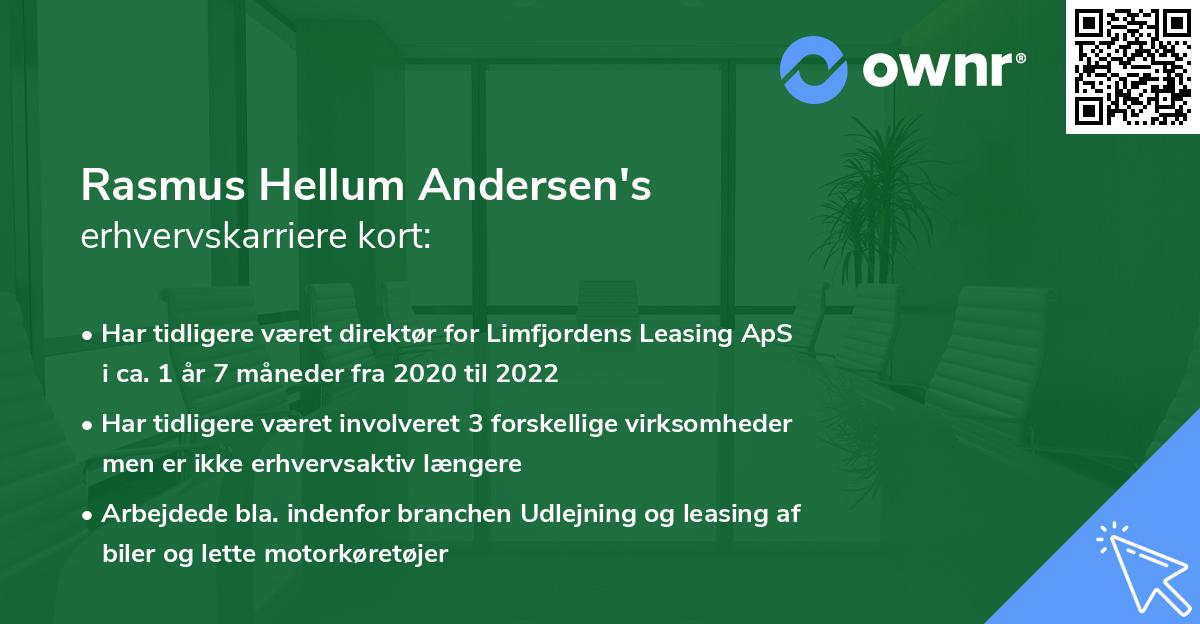Rasmus Hellum Andersen's erhvervskarriere kort