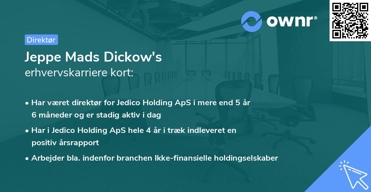 Jeppe Mads Dickow's erhvervskarriere kort