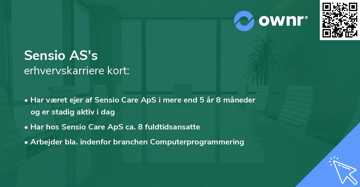 Sensio AS's erhvervskarriere kort