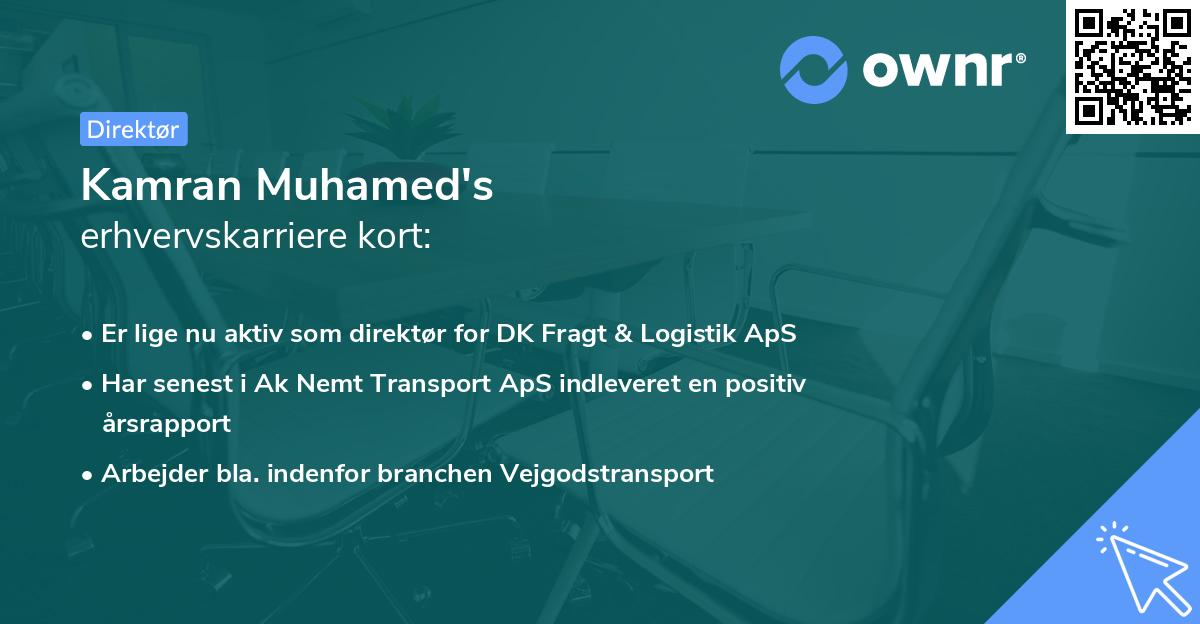 Kamran Muhamed's erhvervskarriere kort