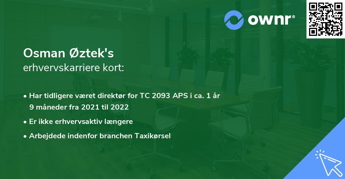 Osman Øztek's erhvervskarriere kort