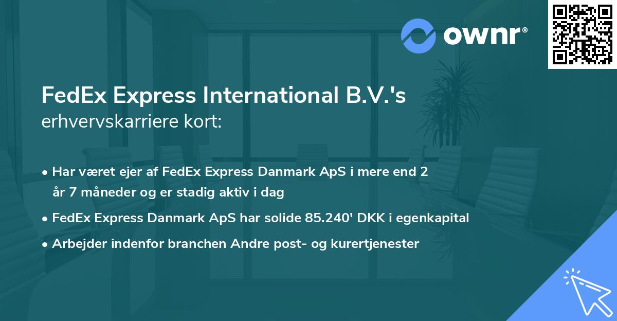 FedEx Express International B.V.'s erhvervskarriere kort