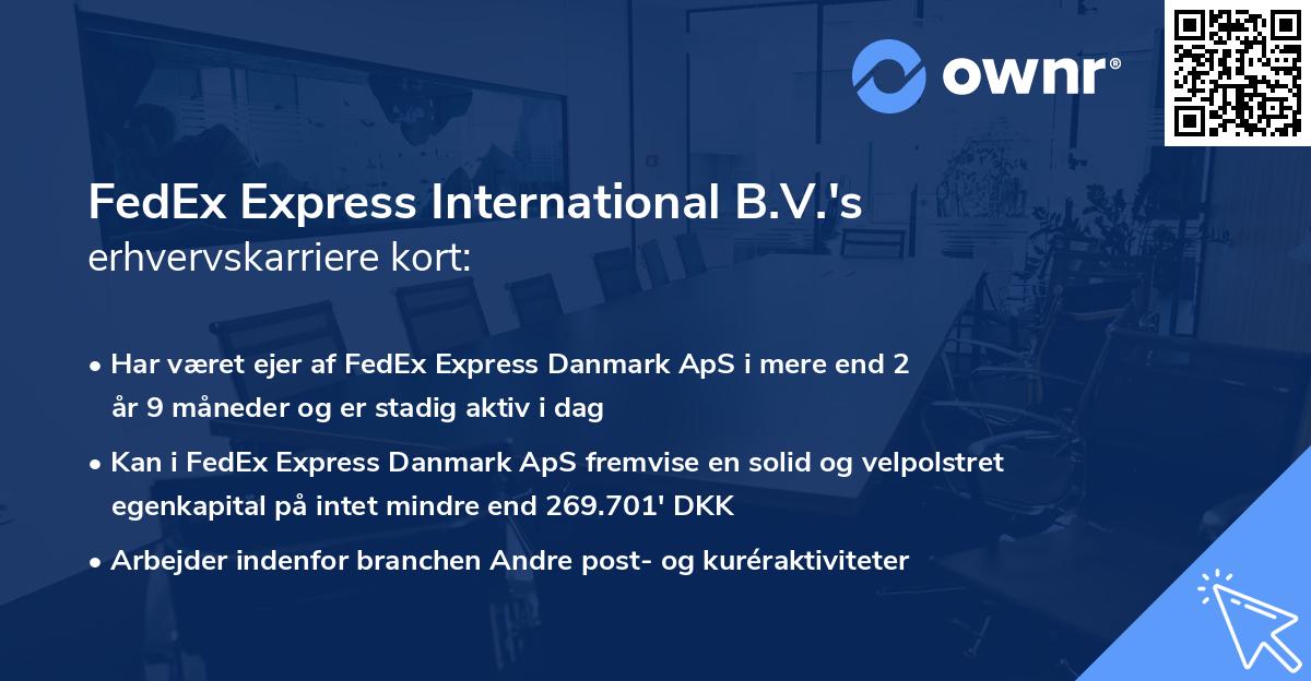 FedEx Express International B.V.'s erhvervskarriere kort