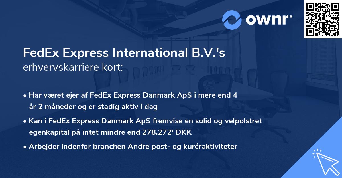 FedEx Express International B.V.'s erhvervskarriere kort
