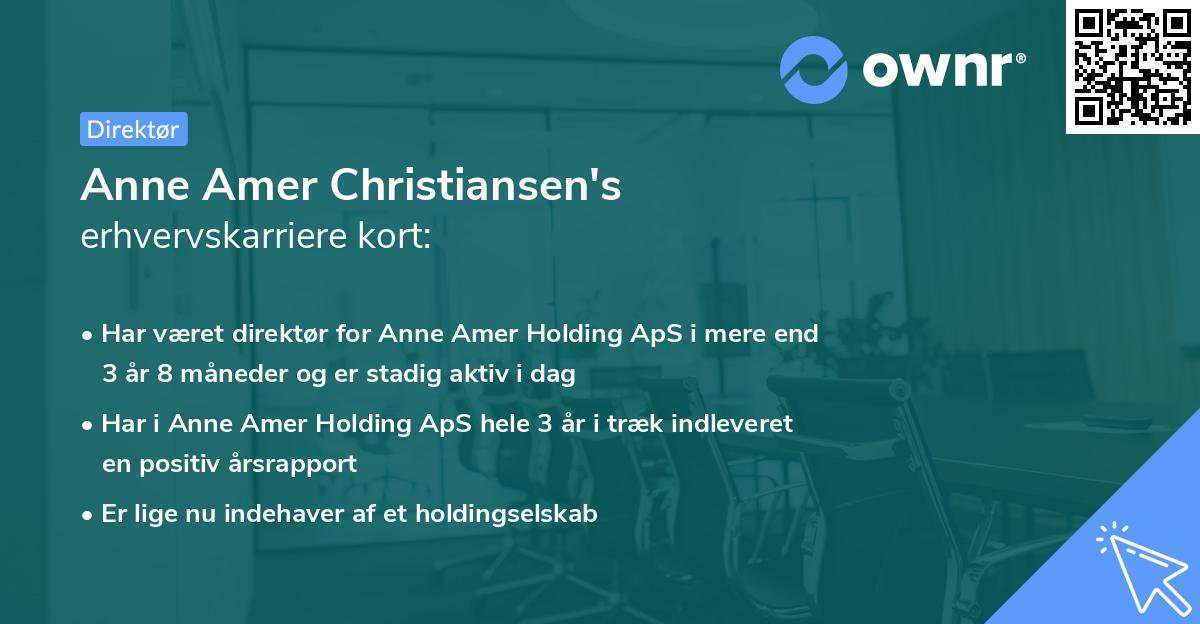 Anne Amer Christiansen's erhvervskarriere kort