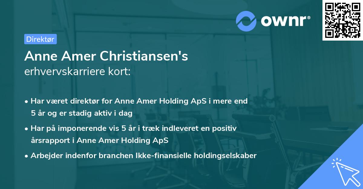 Anne Amer Christiansen's erhvervskarriere kort
