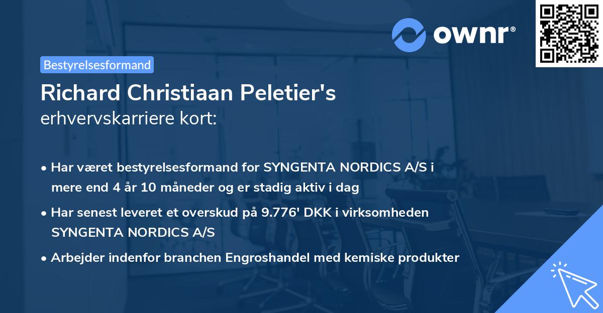 Richard Christiaan Peletier's erhvervskarriere kort