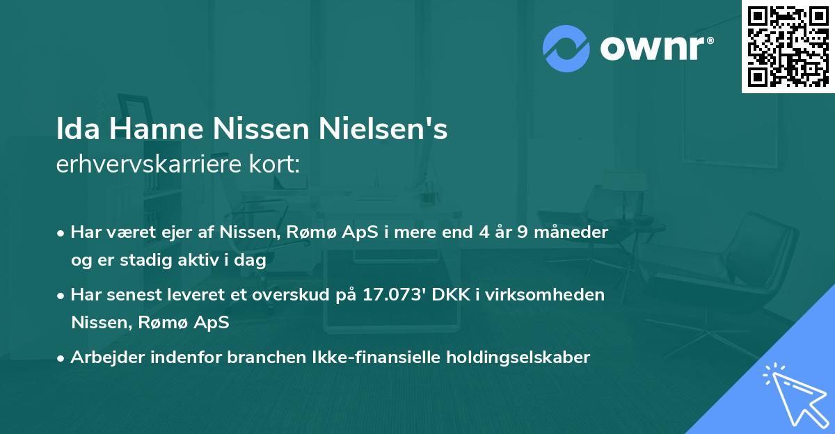 Ida Hanne Nissen Nielsen's erhvervskarriere kort