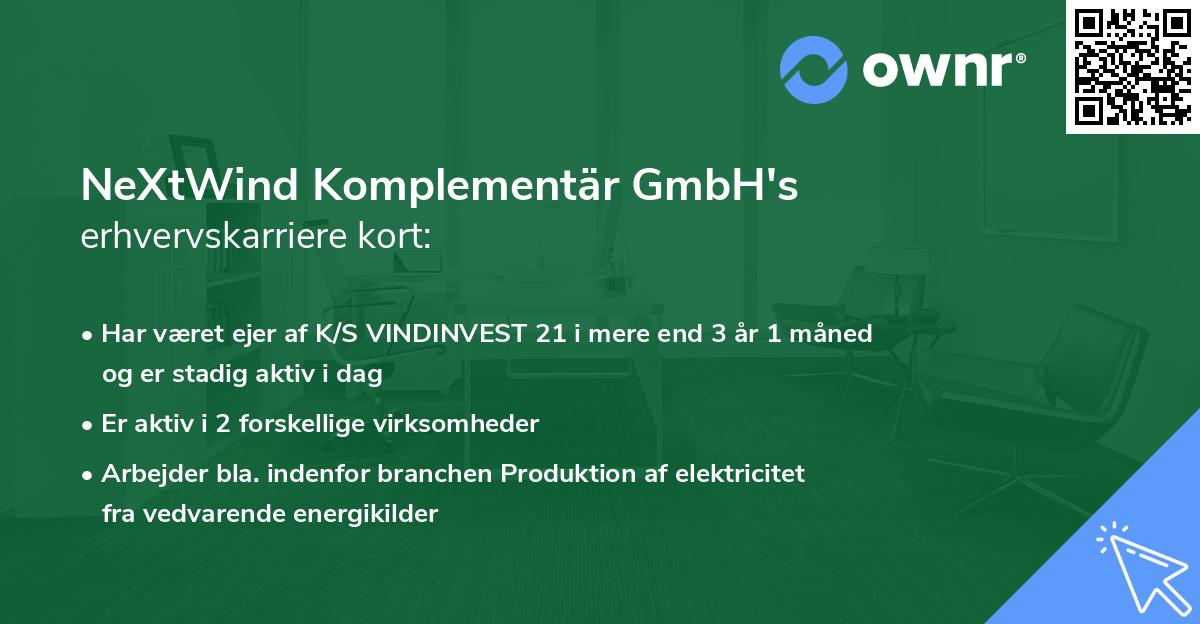 NeXtWind Komplementär GmbH's erhvervskarriere kort