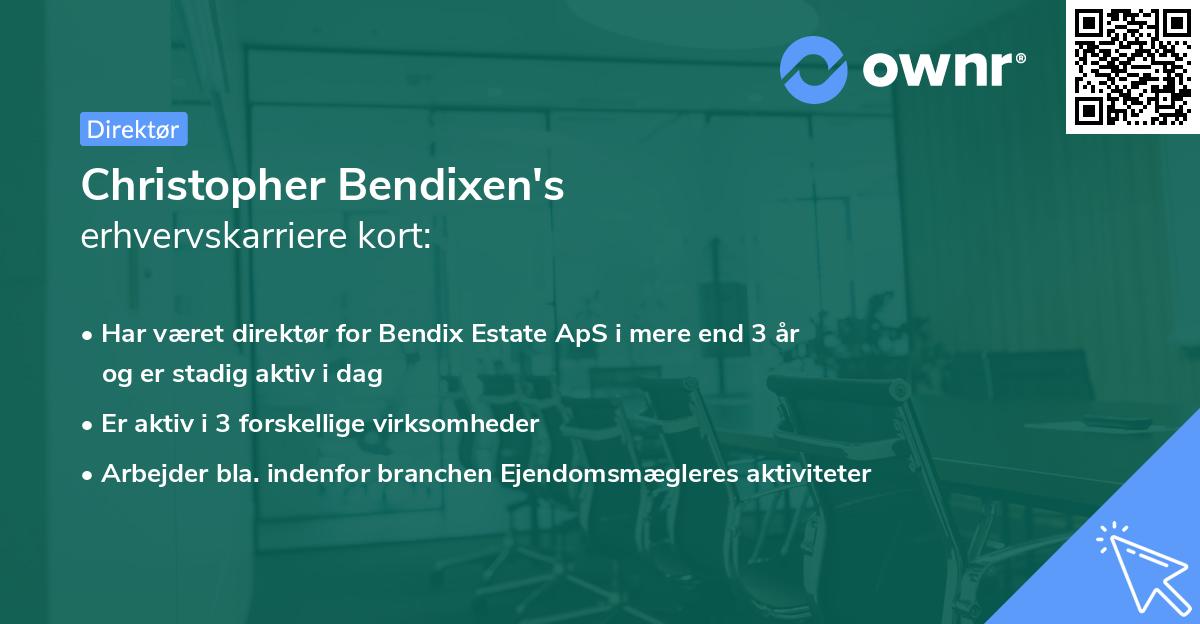 Christopher Bendixen's erhvervskarriere kort