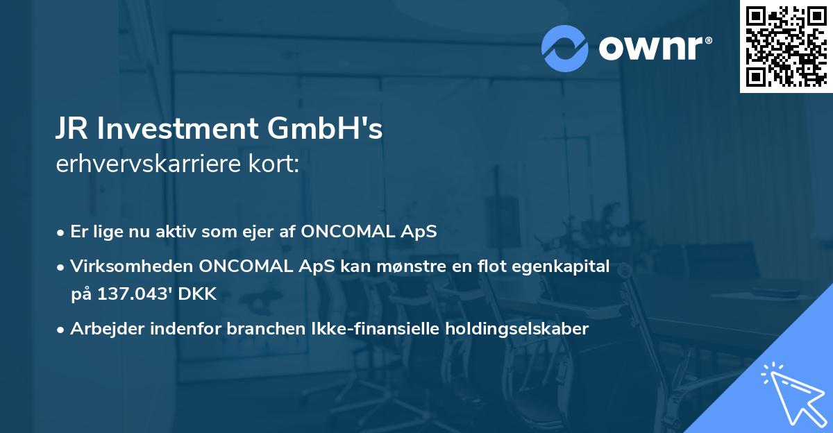 JR Investment GmbH's erhvervskarriere kort