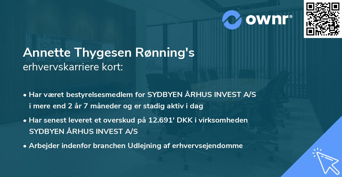 Annette Thygesen Rønning's erhvervskarriere kort