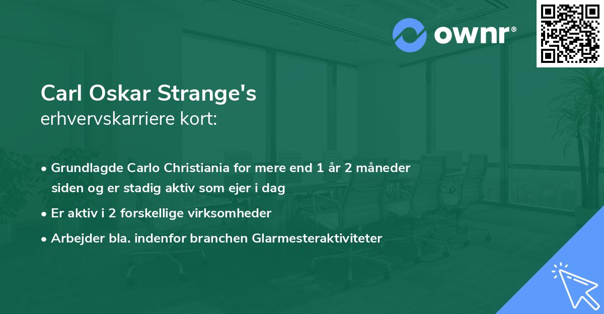 Carl Oskar Strange's erhvervskarriere kort